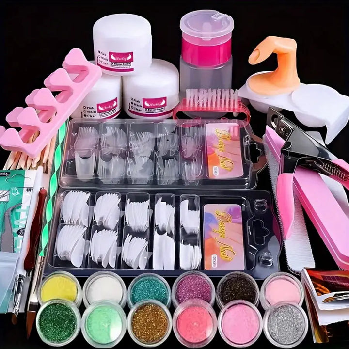 KissIcon Acrylic Nail Kit 12 Glitter Powder -