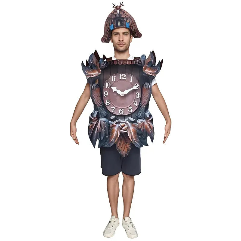 KissICON MULTI / One Size Adult Halloween Funny Costumes Realistic Cuckoo Wall Clock Costume Tropical Cute Dress Up Party Cosplay Roleplay Suit Brown