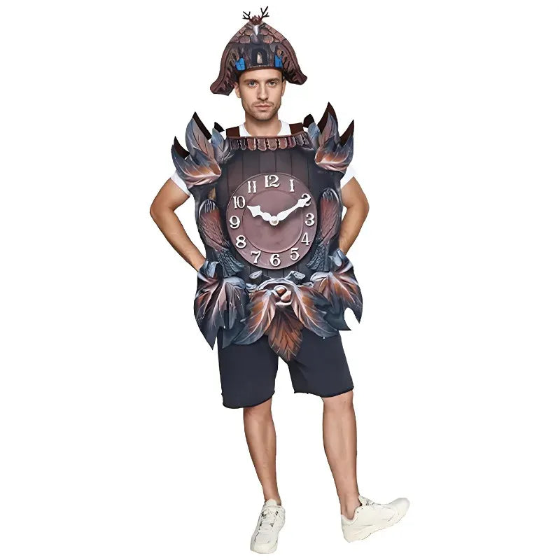 KissICON MULTI / One Size Adult Halloween Funny Costumes Realistic Cuckoo Wall Clock Costume Tropical Cute Dress Up Party Cosplay Roleplay Suit Brown