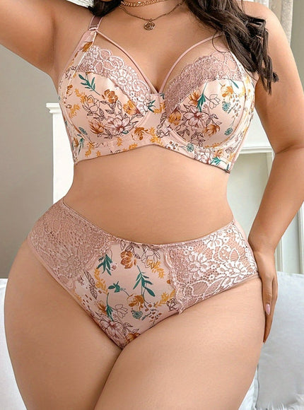 KissICON Multicolor / 0XL Curve Floral Lace Patchwork Lingerie