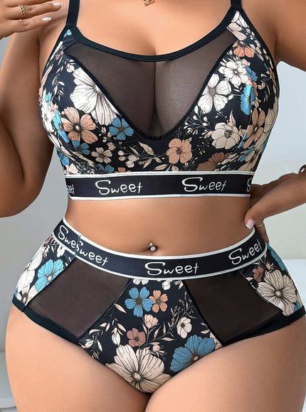 KissICON Multicolor / 0XL Curve Mesh Floral Bra