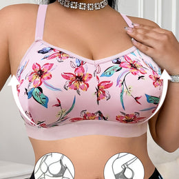 KissICON 【Multicolor】 / 0XL Floral Print Wirefree Curve Bra – Back