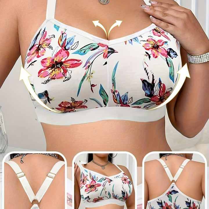 Women's Curve Floral Print Bras – No Underwire Non-padded