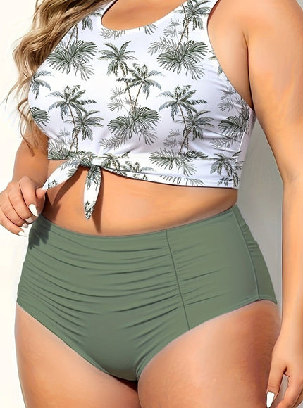 KissICON Multicolor / 0XL Yiyunqing Waist Swimsuit – Tie-top Two-piece Curve