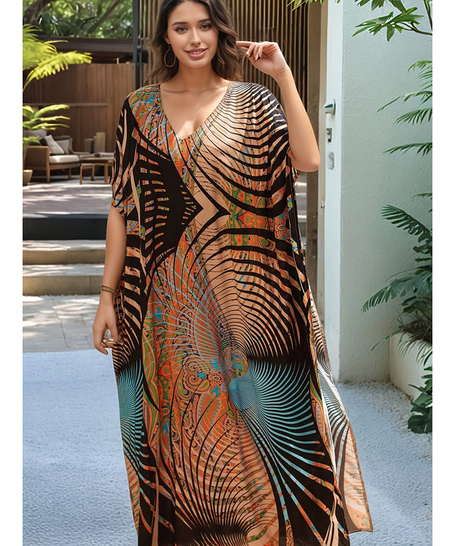 KissICON Multicolor / One-size Boho Maxi Dress – Vibrant Floral Lightweight