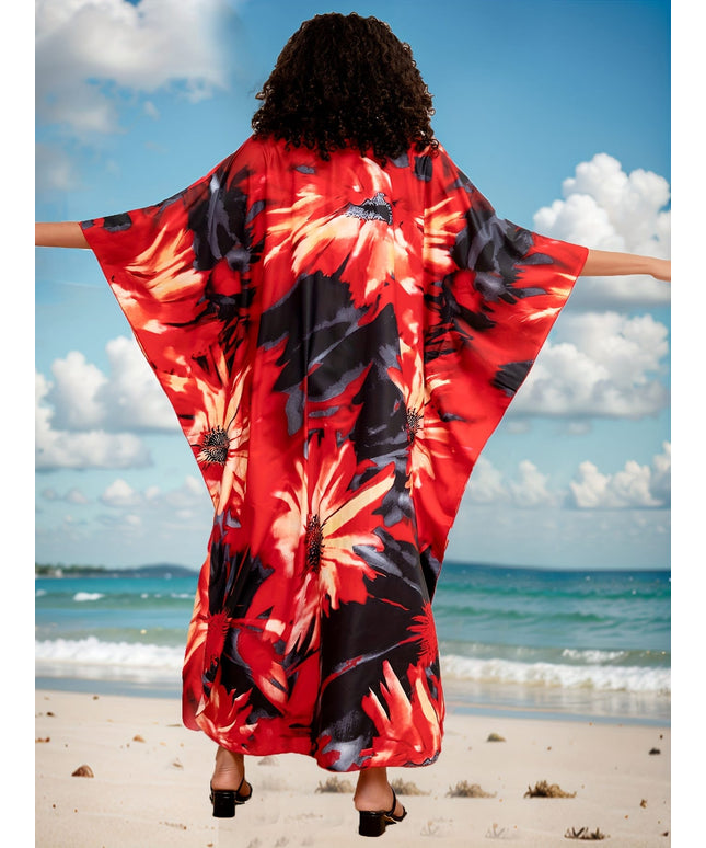KissICON Multicolor / One-size Curve Bohemian Loose Vacation Beach Coverup