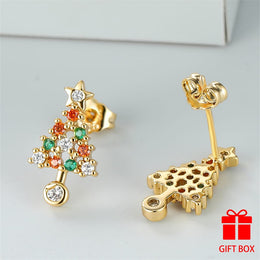 KissICON Multicolor Sparkling Christmas Tree Zirconia Studs Holiday