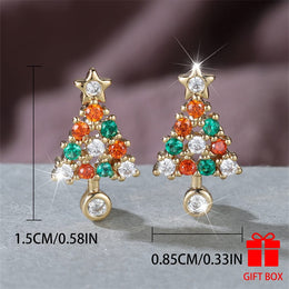 KissICON Multicolor Sparkling Christmas Tree Zirconia Studs Holiday