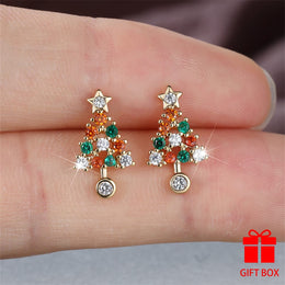 KissICON Multicolor Sparkling Christmas Tree Zirconia Studs Holiday