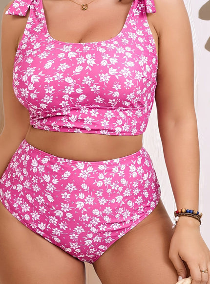 KissICON Multicolor / UK 16 Curve Floral Square Neck Waist Bikini