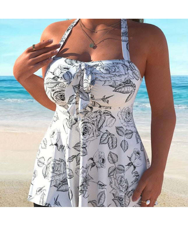 KissICON Multicolor / UK 18 Curvaswim Curve Black Rose Tankini – Vacation