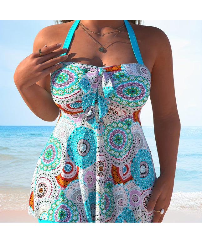 KissICON 【Multicolor】 / UK 18 Curvaswim Curve Bohemian Mandala Halter Tankini