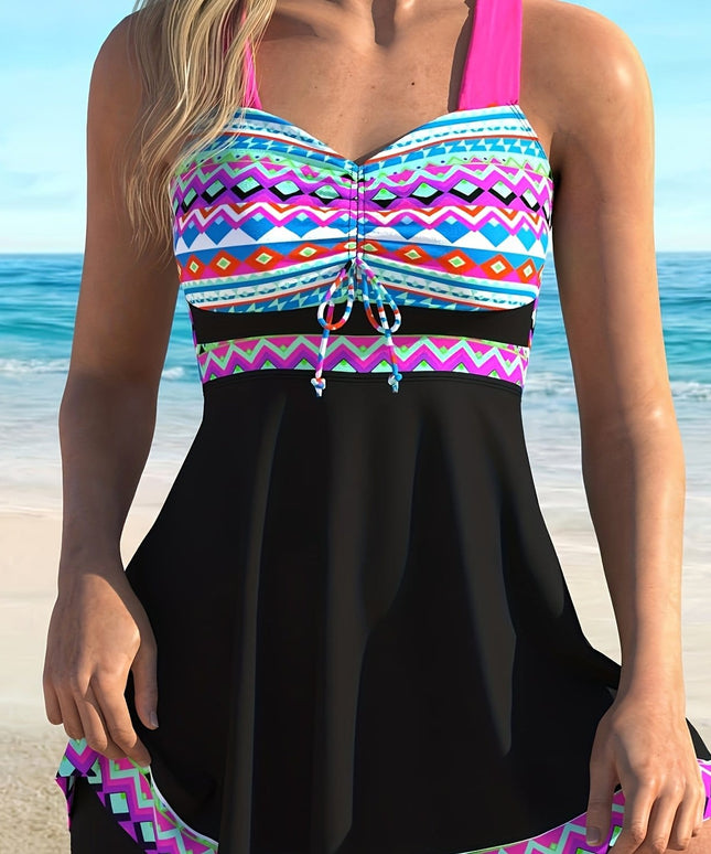 KissICON Multicolor / UK 18 Curvaswim Curve Boho Print Tankini – Vacation