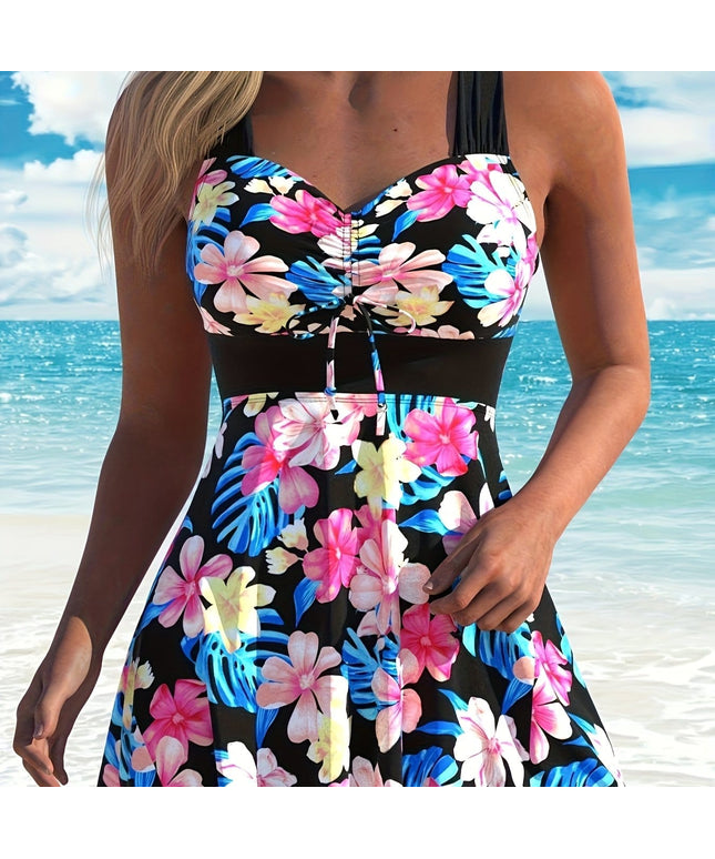 KissICON 【Multicolor】 / UK 18 Curvaswim Curve Floral V-Neck Tankini