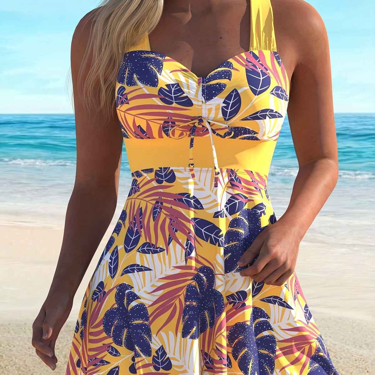 KissICON Multicolor / UK 18 Curvaswim Curve Yellow Tankini
