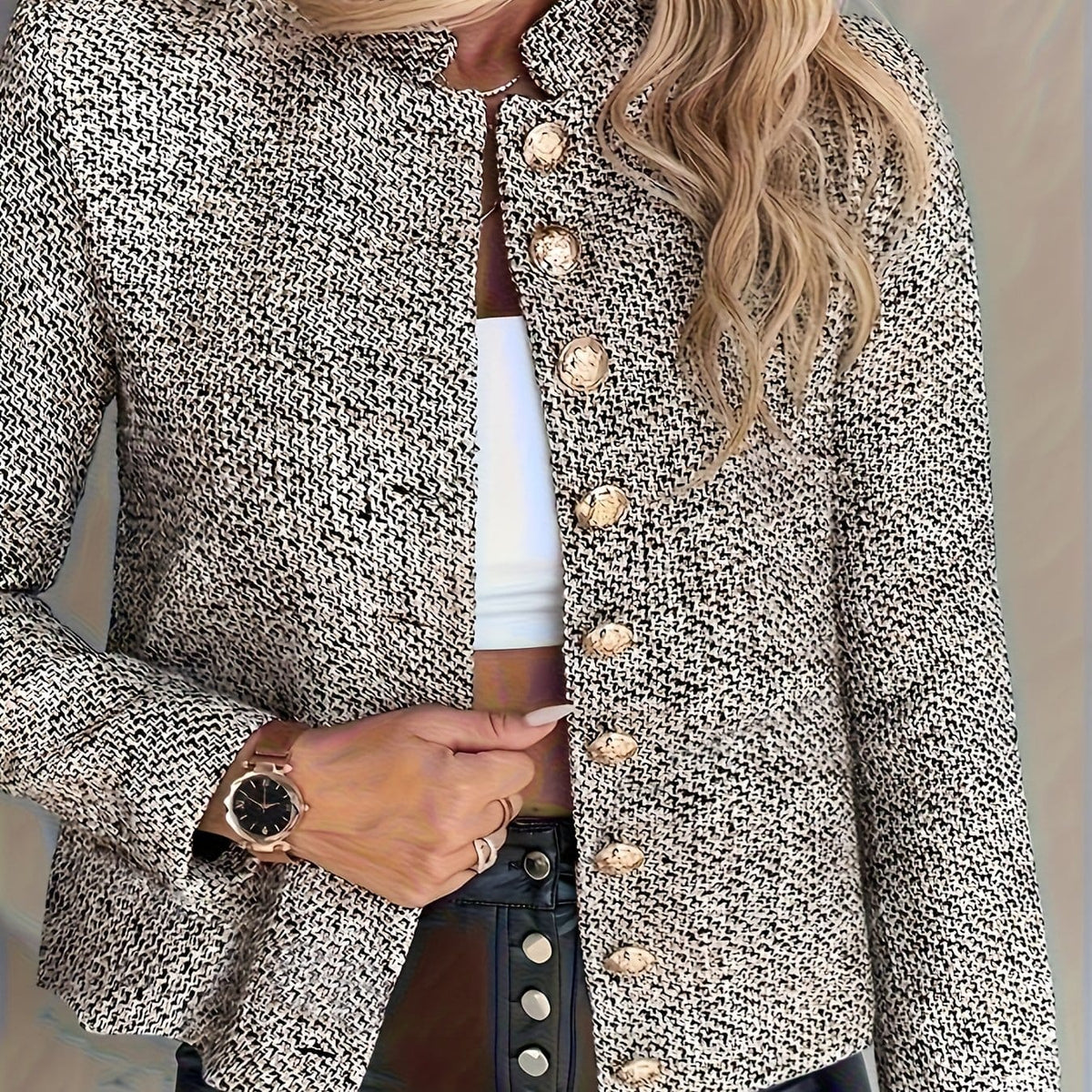 KissICON Multicolor / UK 18 Elegant Curve Blazer – Lightweight Washable Textured