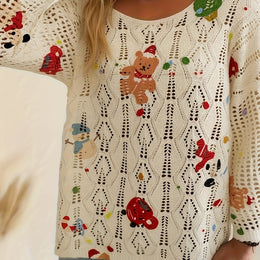KissICON Multicolor / UK 18 Festive Curve Christmas Print Sweater