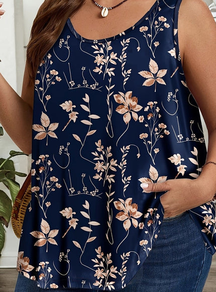 jkthpu-45 Multicolor / UK 18 Plus Size - Elegant Plus Size Floral Print