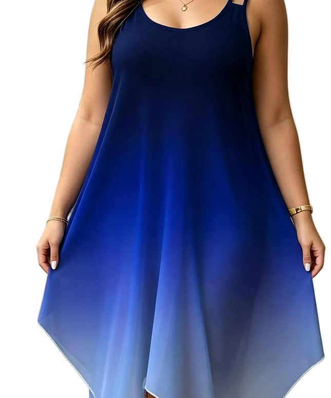KissICON Dresses Multicolor / UK 18 Plus Size Gradient Asymmetrical Hem Sleeveless Dress