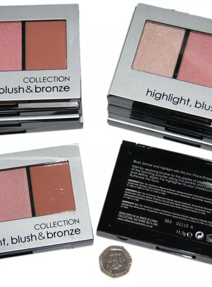 KissICON Multicoloured 3in1 Face Shaper Trio Highlight Blush