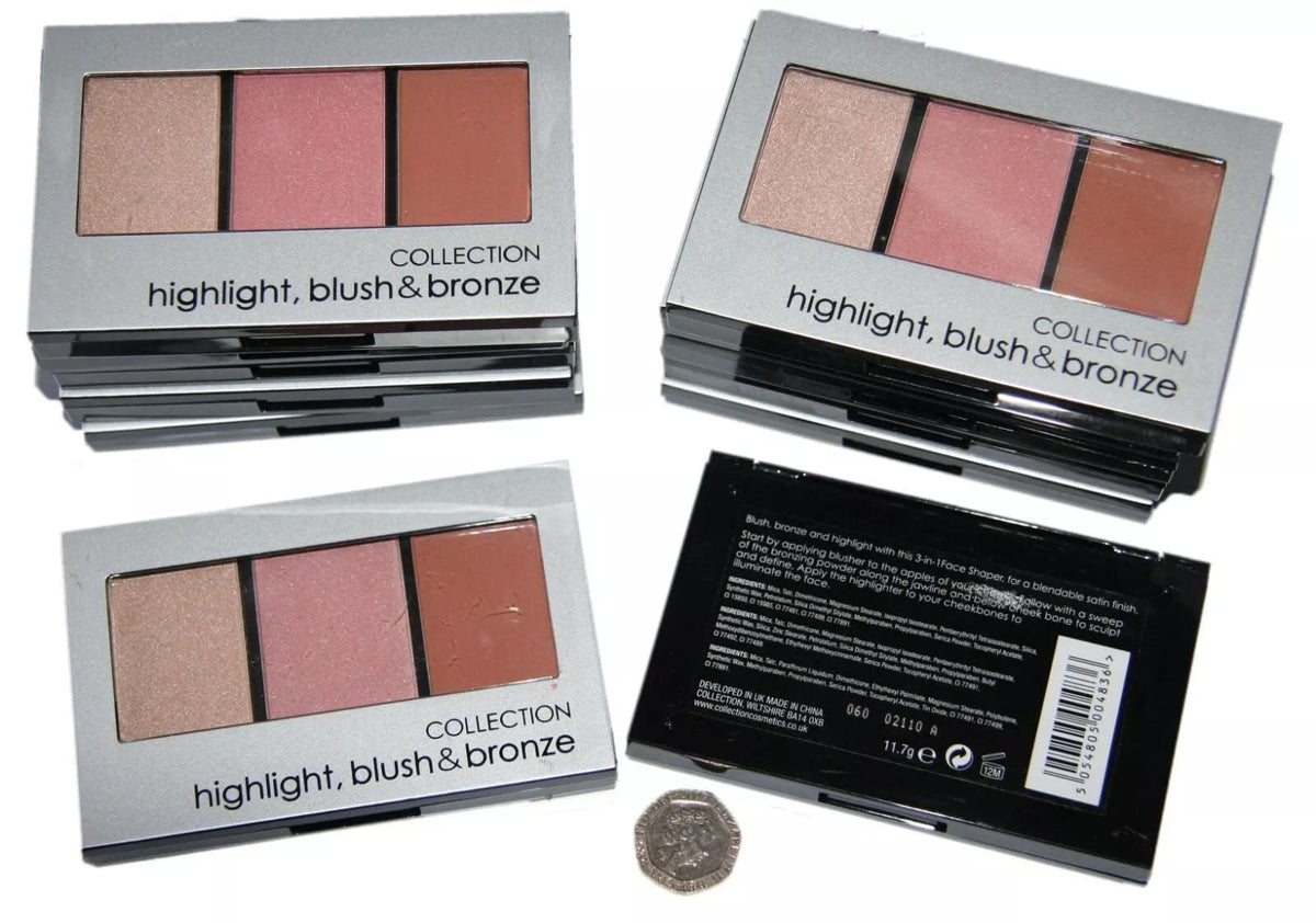 KissICON Multicoloured 3in1 Face Shaper Trio Highlight Blush