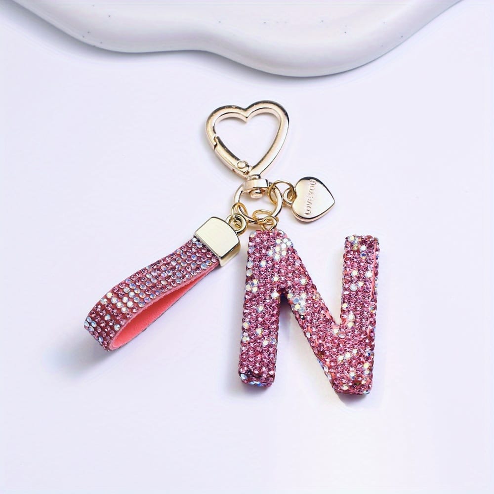 KissICON N Sparkling Pink  White Initial PVC Keychain Gift