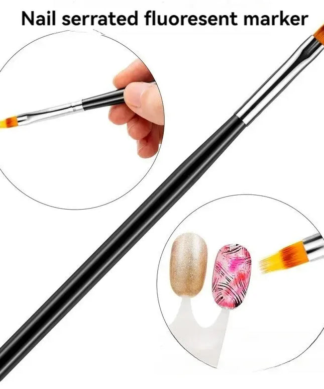 KissICON 💋 Nail Brush Serrated Powder Bar Black Nail