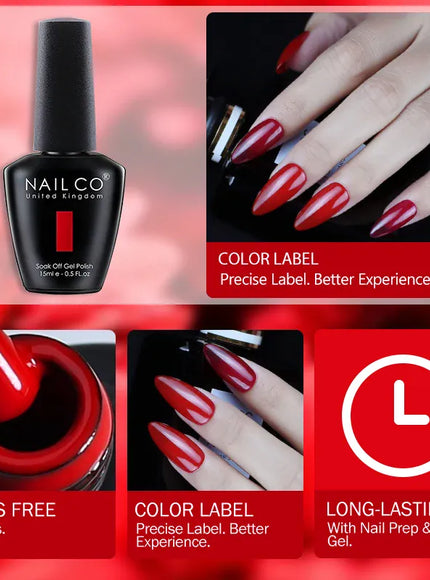 KissICON 💋 Nailco Red Gel Polish - Lasting Soak