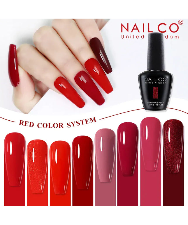 KissICON 💋 Nailco Red Gel Polish - Lasting Soak