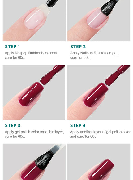 KissICON Nailpop 10ml Rubber Base Gel Top Coat Soak