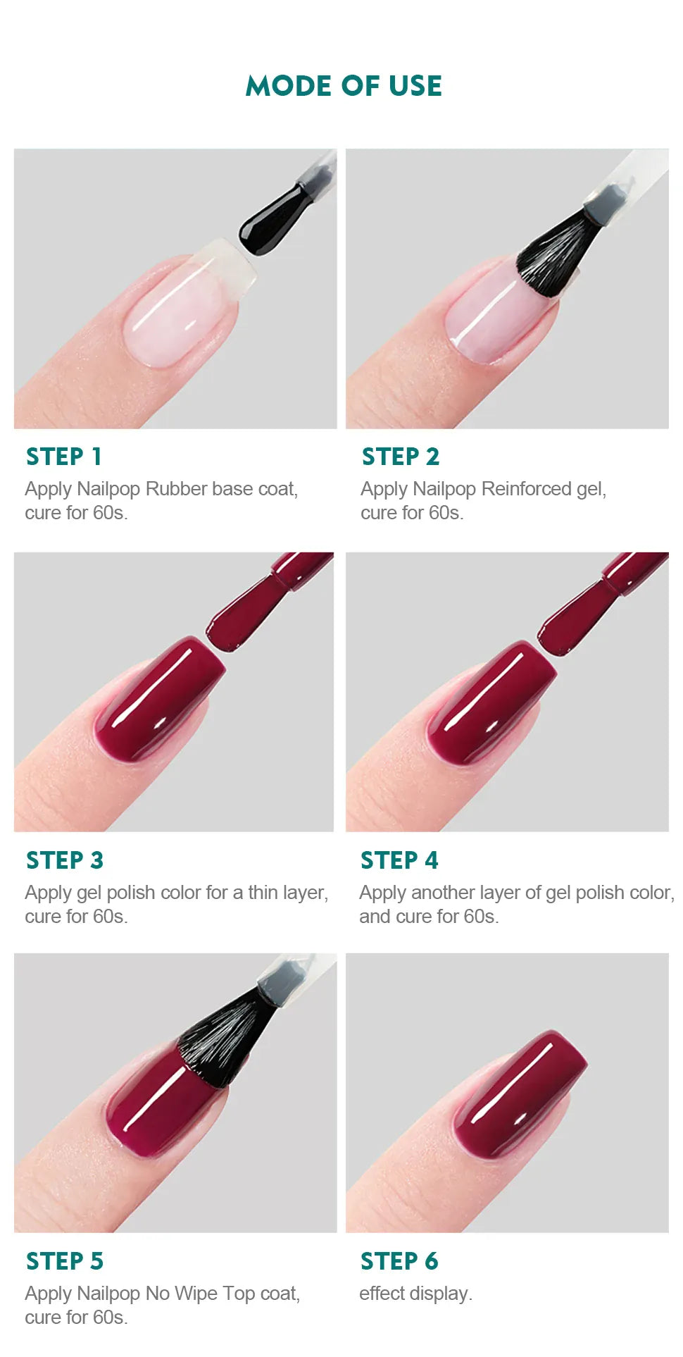 KissICON Nailpop 10ml Rubber Base Gel Top Coat Soak