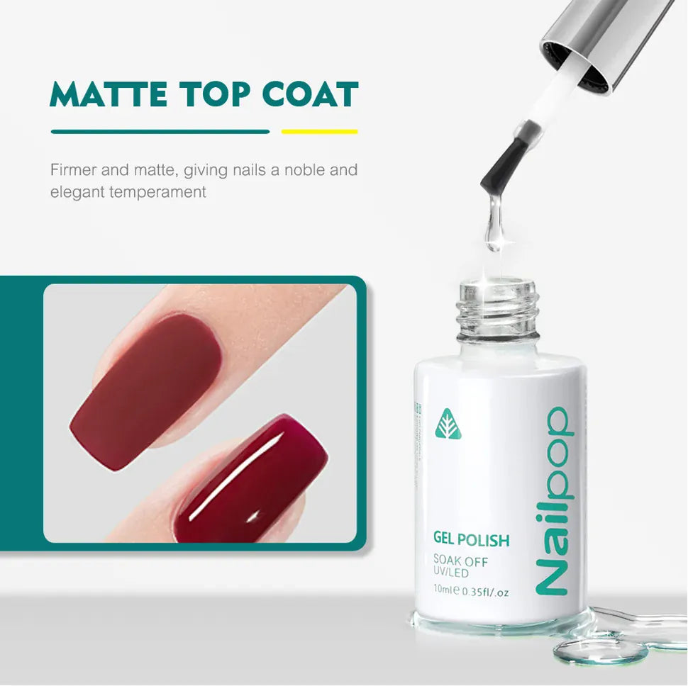 KissICON Nailpop 10ml Rubber Base Gel Top Coat Soak