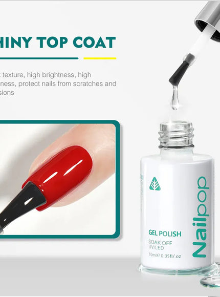 KissICON Nailpop 10ml Rubber Base Gel Top Coat Soak