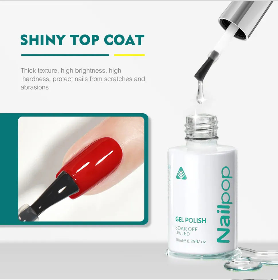 KissICON Nailpop 10ml Rubber Base Gel Top Coat Soak
