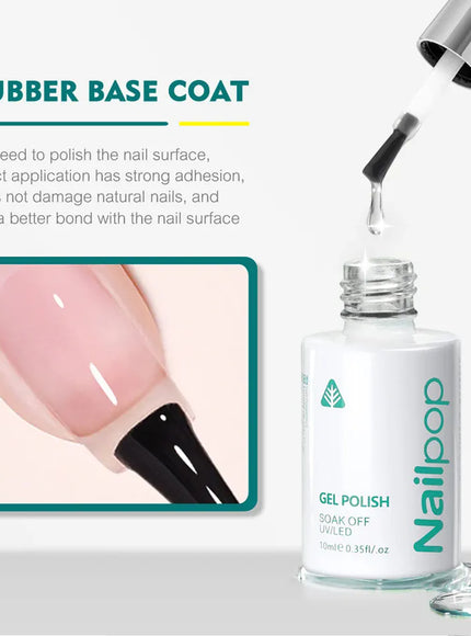 KissICON Nailpop 10ml Rubber Base Gel Top Coat Soak