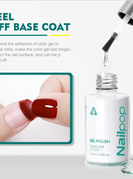 KissICON Nailpop 10ml Rubber Base Gel Top Coat Soak