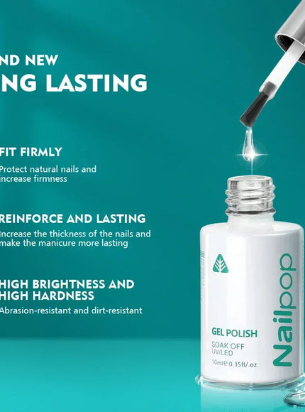 KissICON Nailpop 10ml Rubber Base Gel Top Coat Soak