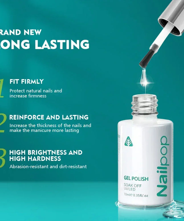 KissICON Nailpop 10ml Rubber Base Gel Top Coat Soak