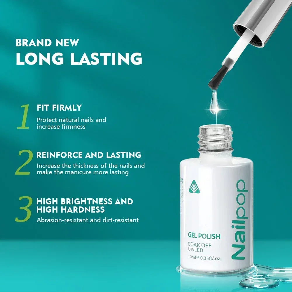 KissICON Nailpop 10ml Rubber Base Gel Top Coat Soak