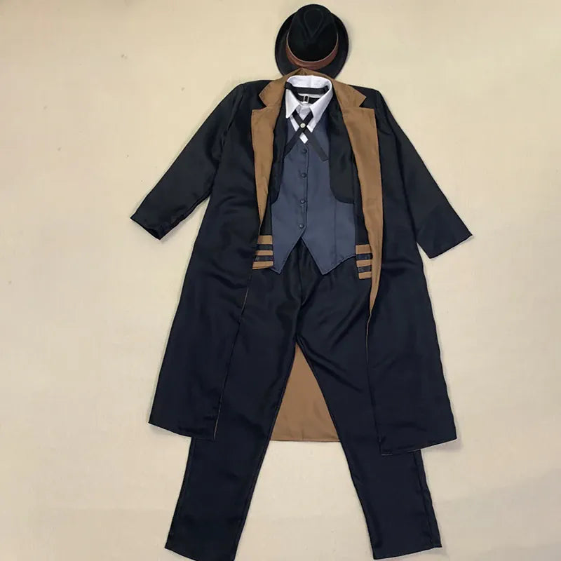 KissICON Nakahara Chuuya Cosplay Costume  Include Hat Uniform Trench Coat Pants Big Size Outfits Halloween Party for Comic Con