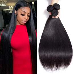 KissICON Natural Color / 12 14 16 KissIcon Brazilian Straight Hair 3 Bundles - Double