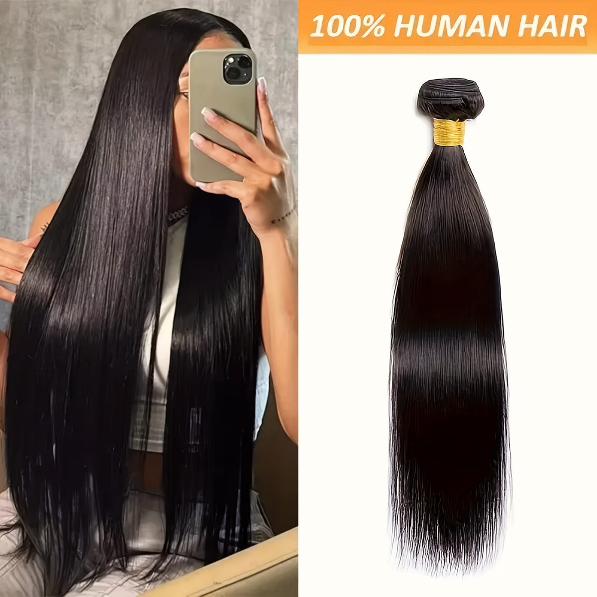 KissICON Natural Color / 12 KissIcon Brazilian Straight Hair 3 Bundles - Double