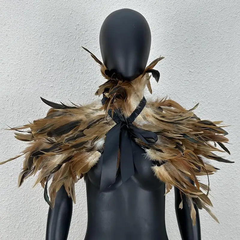 KissICON Natural color Halloween Makeup Ball Feather Party Costume Cloak Fake Collar Role Play