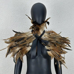 KissICON Natural color Halloween Makeup Ball Feather Party Costume Cloak Fake Collar Role Play