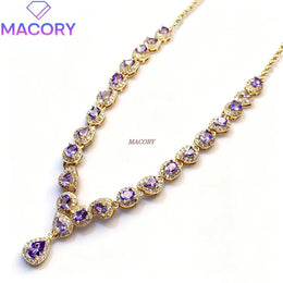 KissICON Natural Tanzanite Necklace S925 Sterling Silver Luxury Women's Jewellery Accessory Exquisite Clavicle Chain Holiday Gift