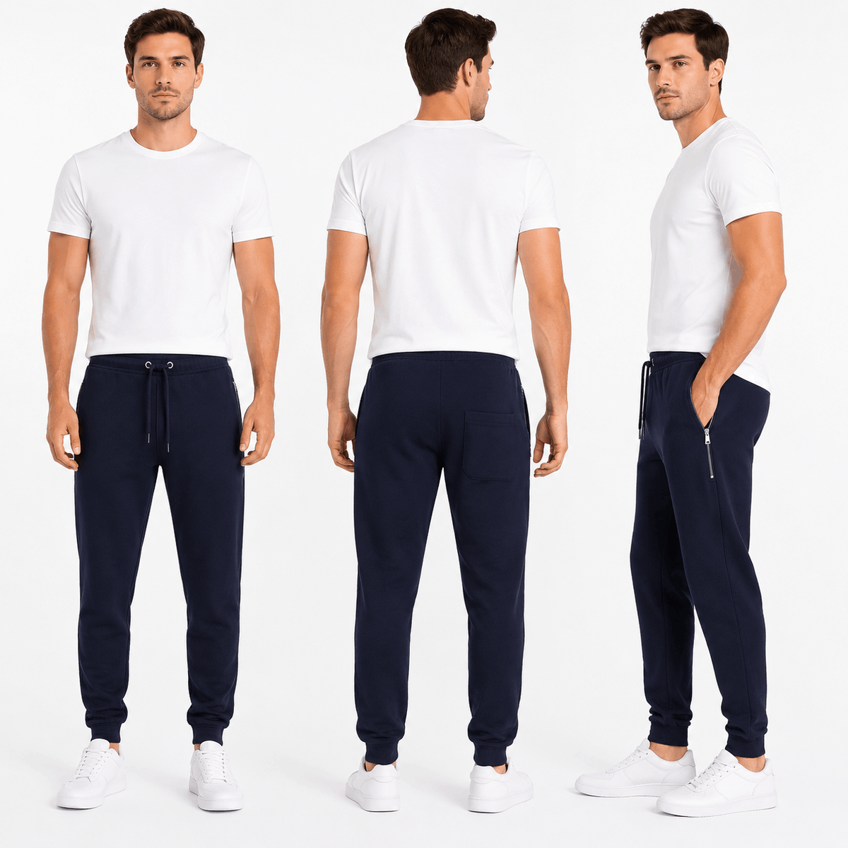 KissICON Navy / 4XL Mens Elasticated Hem Jog Pants/Men Plain Jogging Bottoms Joggers Fleece Pants Gym Sports Trousers Plus Sizes Medium to XXXXXL M-5XL