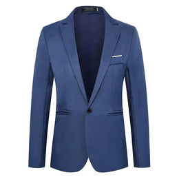 KissICON Navy / Asian L Luxury Mens Slim Fit Solid Color Blazer