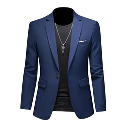 KissICON Navy blue / Asian XL (US S) Luxury Mens Blazer Solid Color Casual Business Wedding