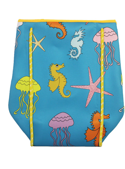 KissICON Navy Blue Diving Material Printed Perforated Mommy Handheld Beach