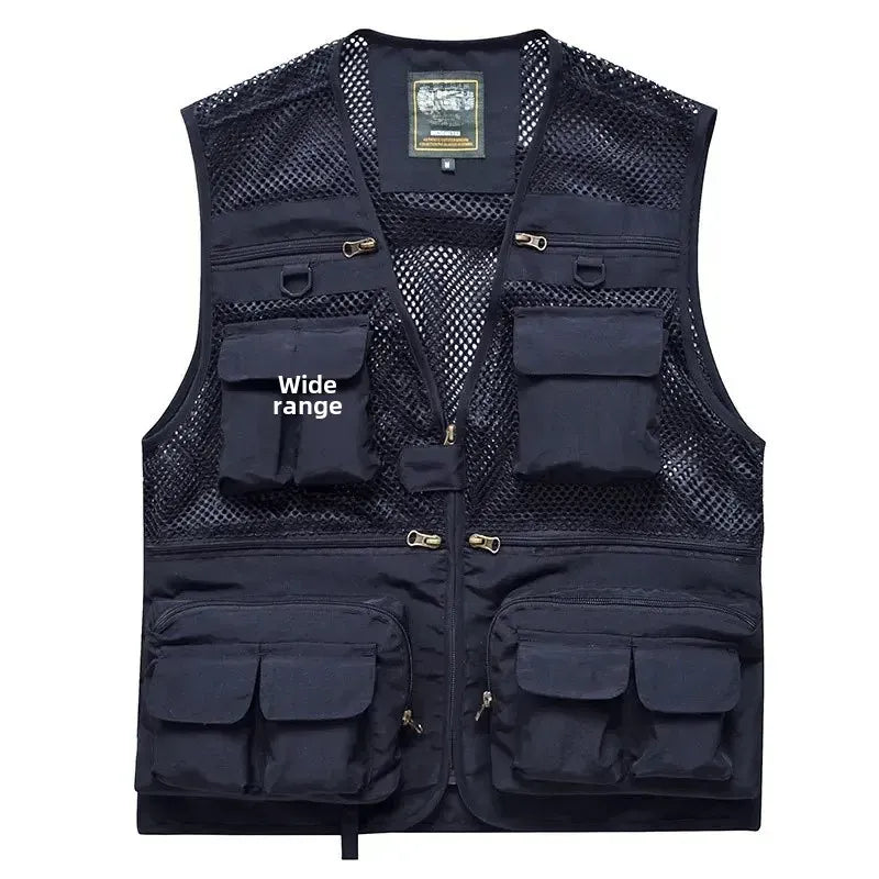 KissICON Navy Blue / M Mens Thin MultiPocket Outdoor Vest for All Seasons